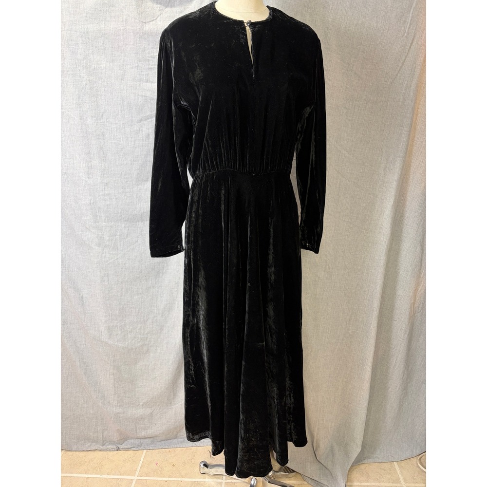 Vintage Donna Morgan Black Velvet Maxi Dress Long Sleeve Side‎ Zip 13/14